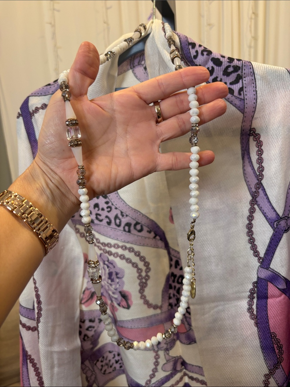 Women's Purple & Pink set with necklace Scarf Wrap- preloved